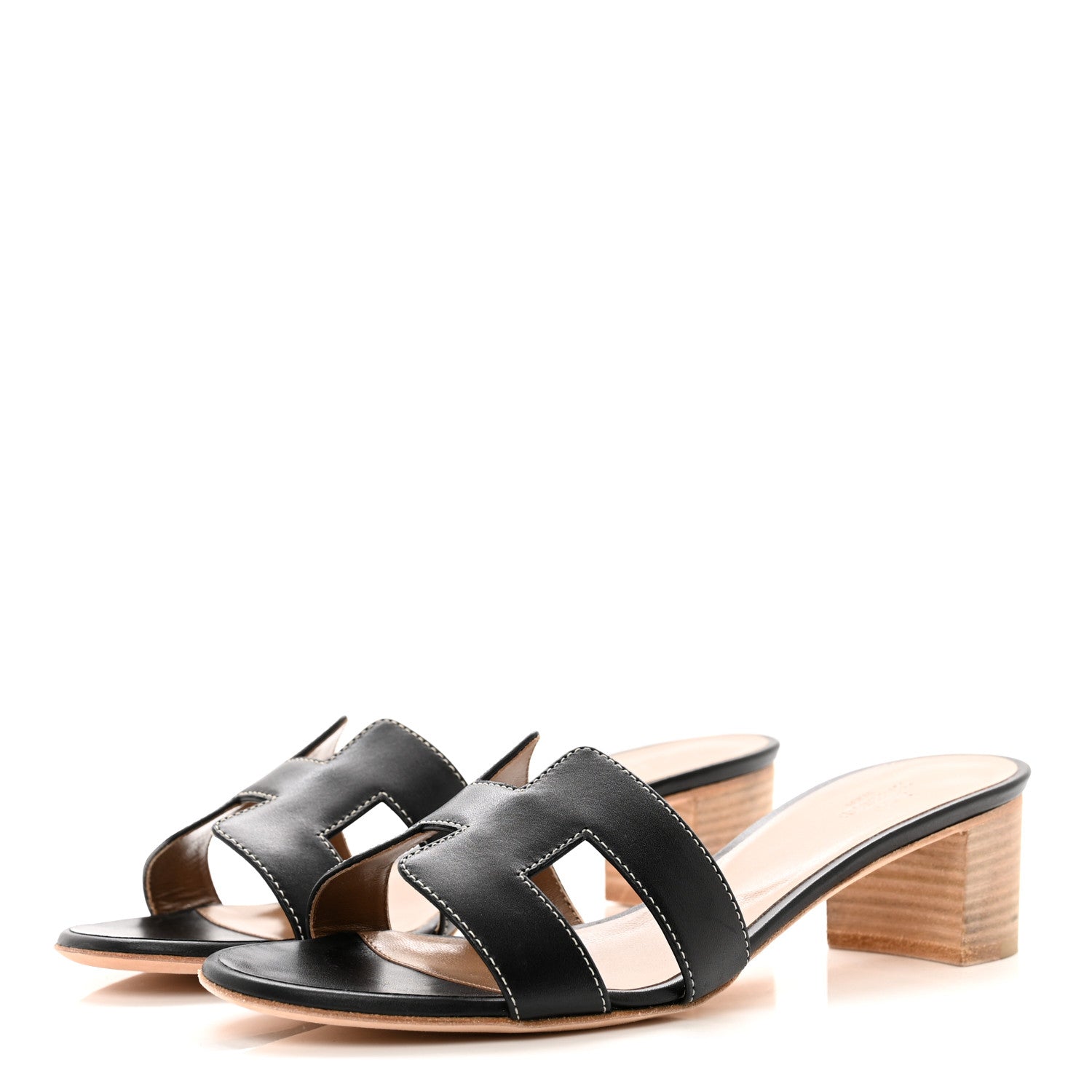 Hermes Calfskin Oasis Sandals 39 Black 3 of 9
