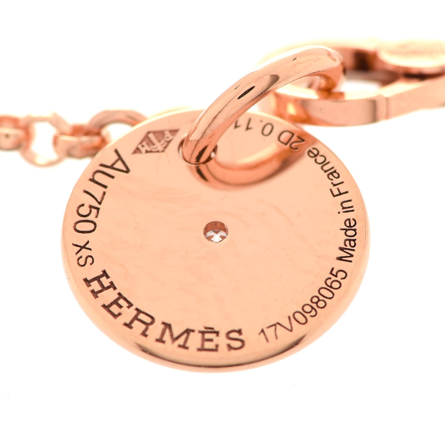 Hermes 18K Rose Gold Diamond Gambade Bracelet XS 5 of 6