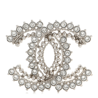 Chanel Crystal CC Brooch Silver 1 of 5