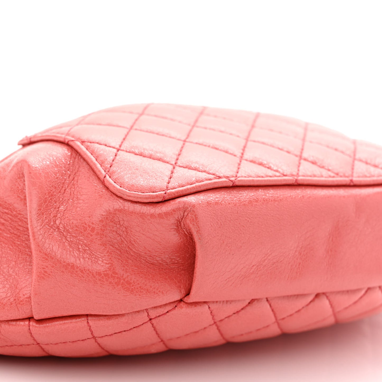 Crumpled Lambskin Quilted Bi Waist Bag Fanny Pack Pink