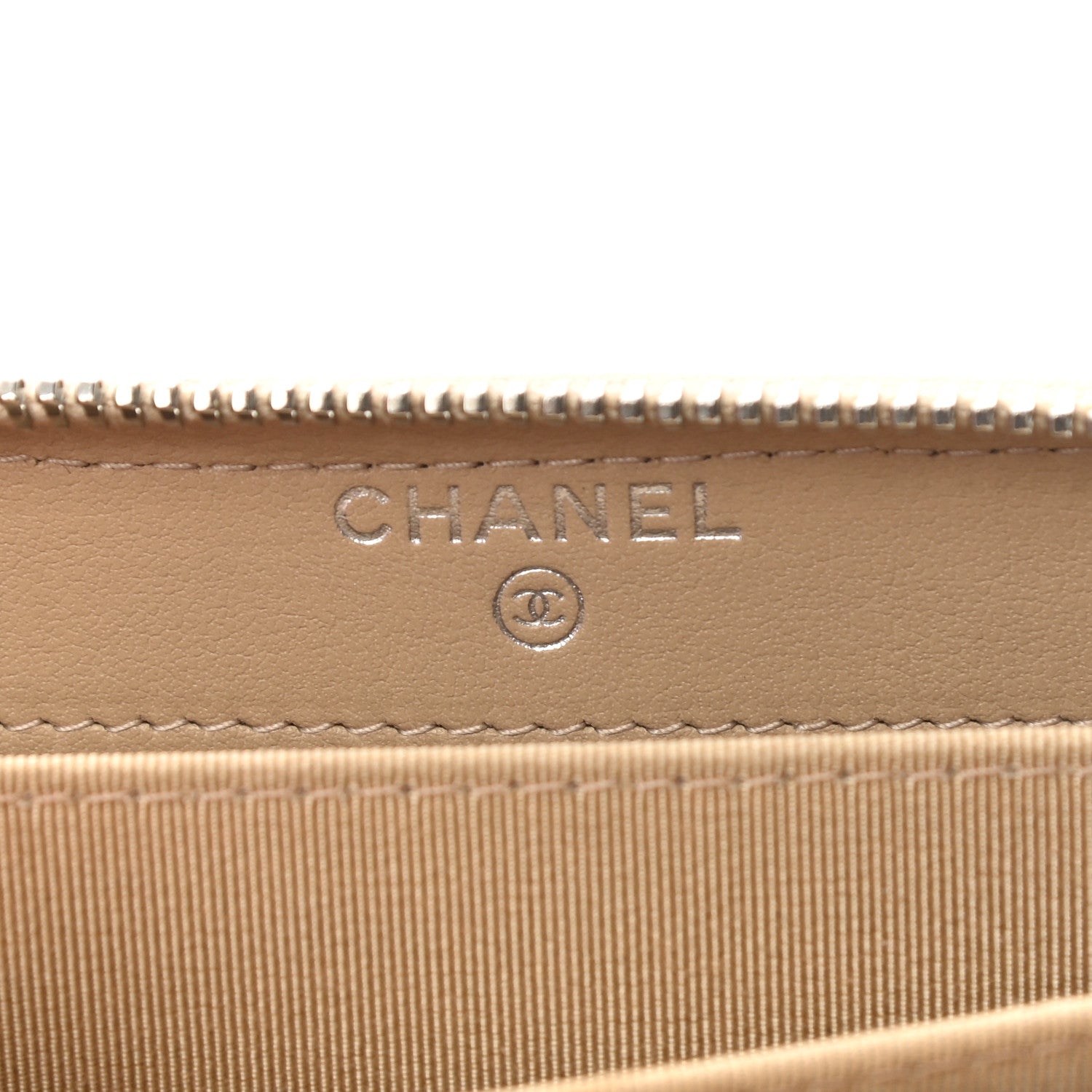 Chanel Caviar Quilted Zip Around Coin Purse Beige 6 of 11