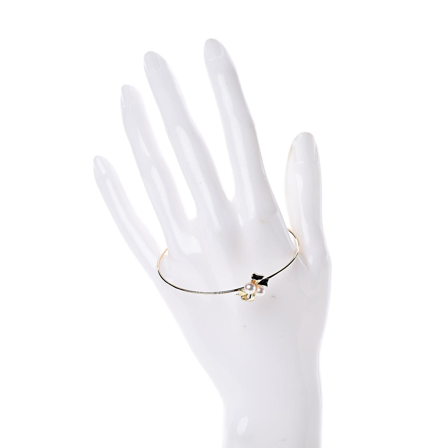 18K Yellow Gold Akoya Pearl Ribbon Cuff Bracelet