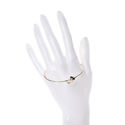 Mikimoto 18K Yellow Gold Akoya Pearl Ribbon Cuff Bracelet 2 of 4