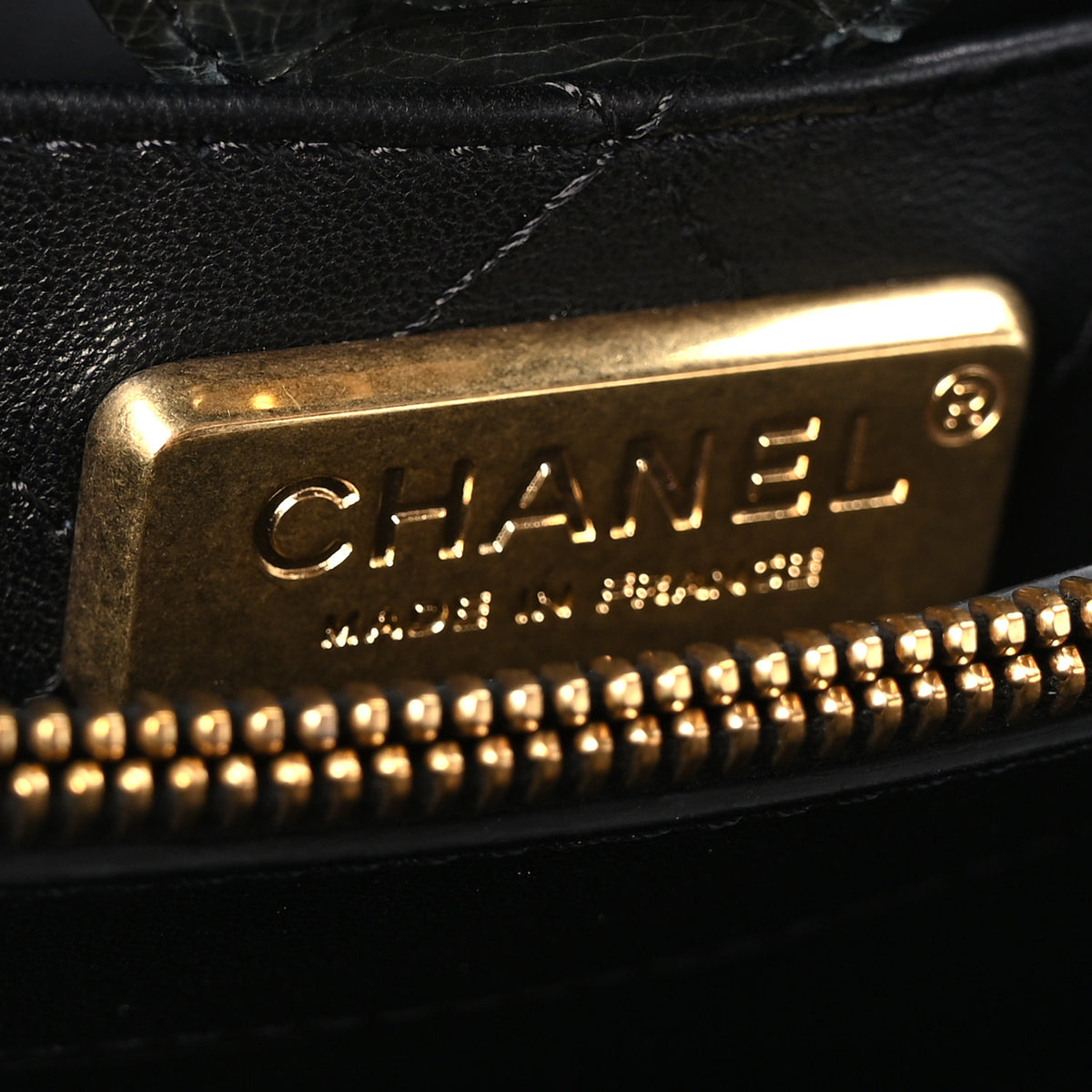 Snakeskin  Medium Executive Cerf Shopper Tote Black