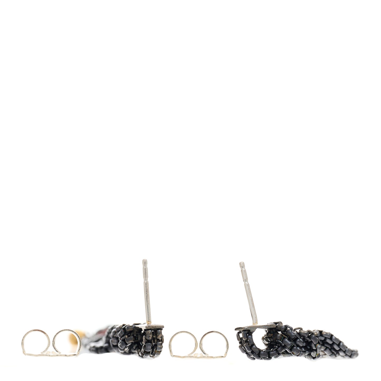 Darkened Sterling Silver 18K Yellow Gold Garnet Hematite Black Onyx Box Chain Knot Drop Earrings