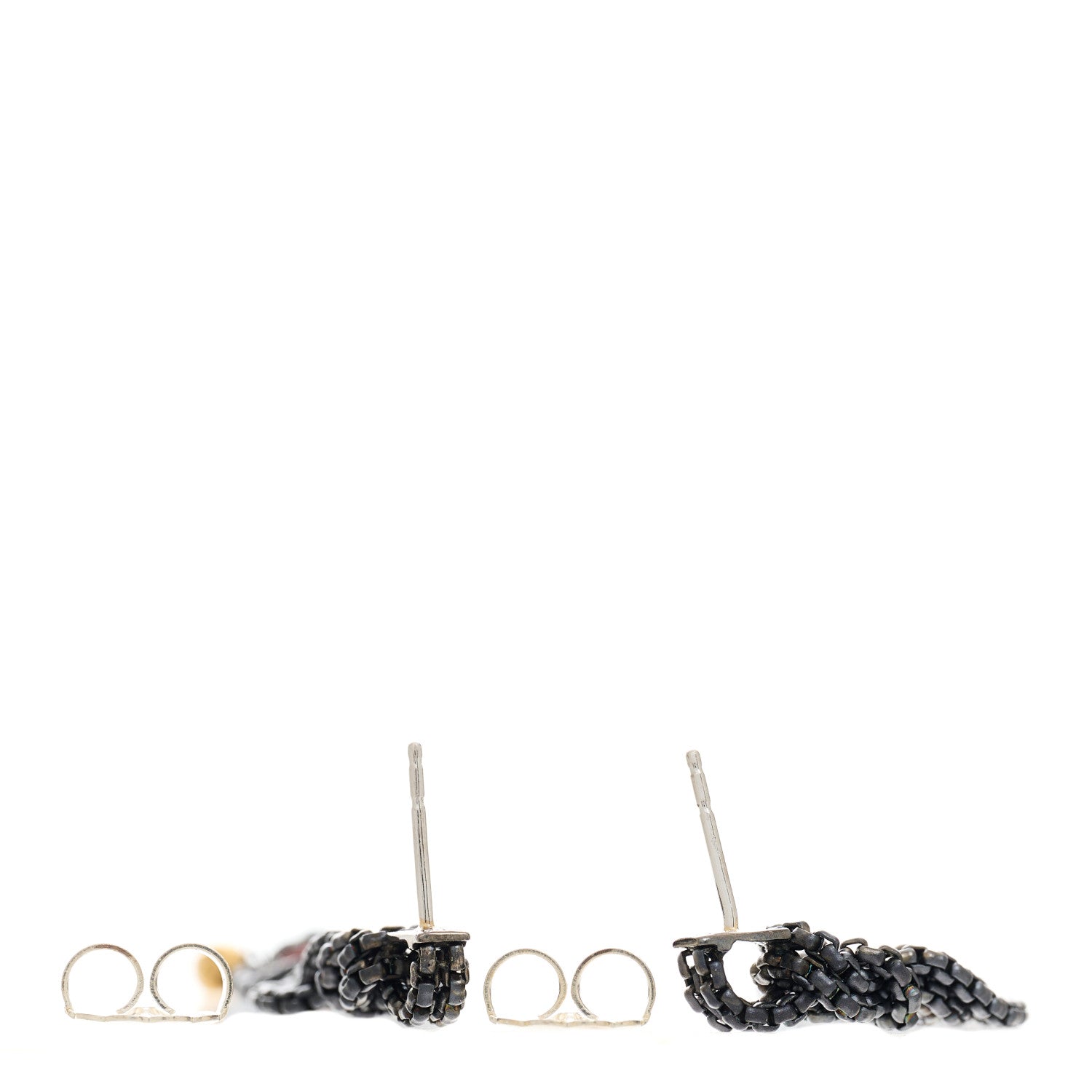 David Yurman Darkened Sterling Silver 18K Yellow Gold Garnet Hematite Black Onyx Box Chain Knot Drop Earrings 3 of 4