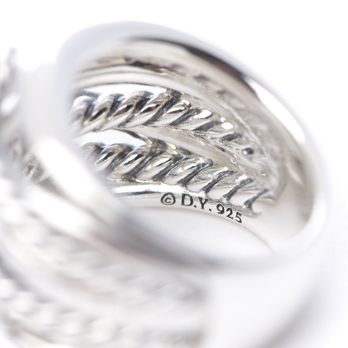 Sterling Silver 18mm Wide Crossover Cable Ring 52 6