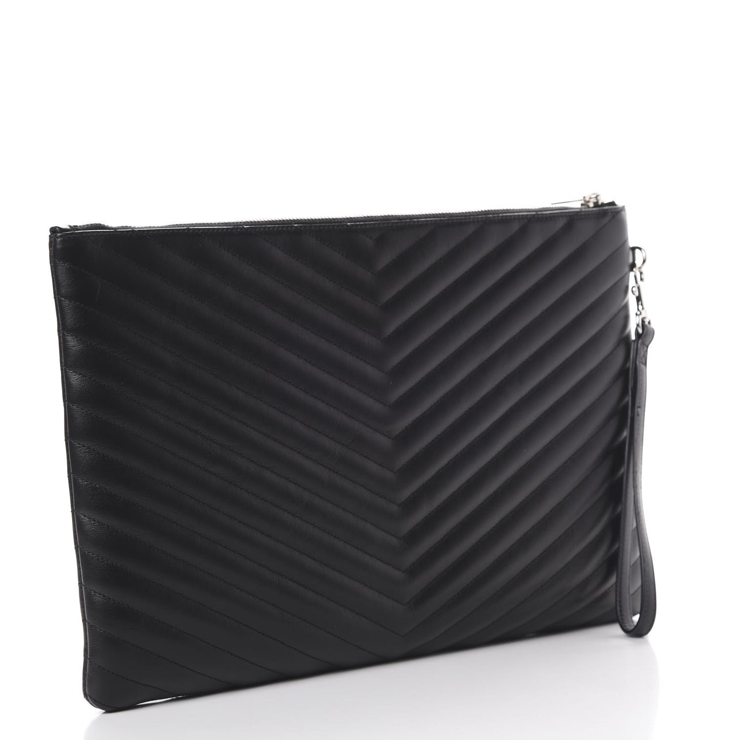 Calfskin Matelasse Chevron Monogram Document Holder Black