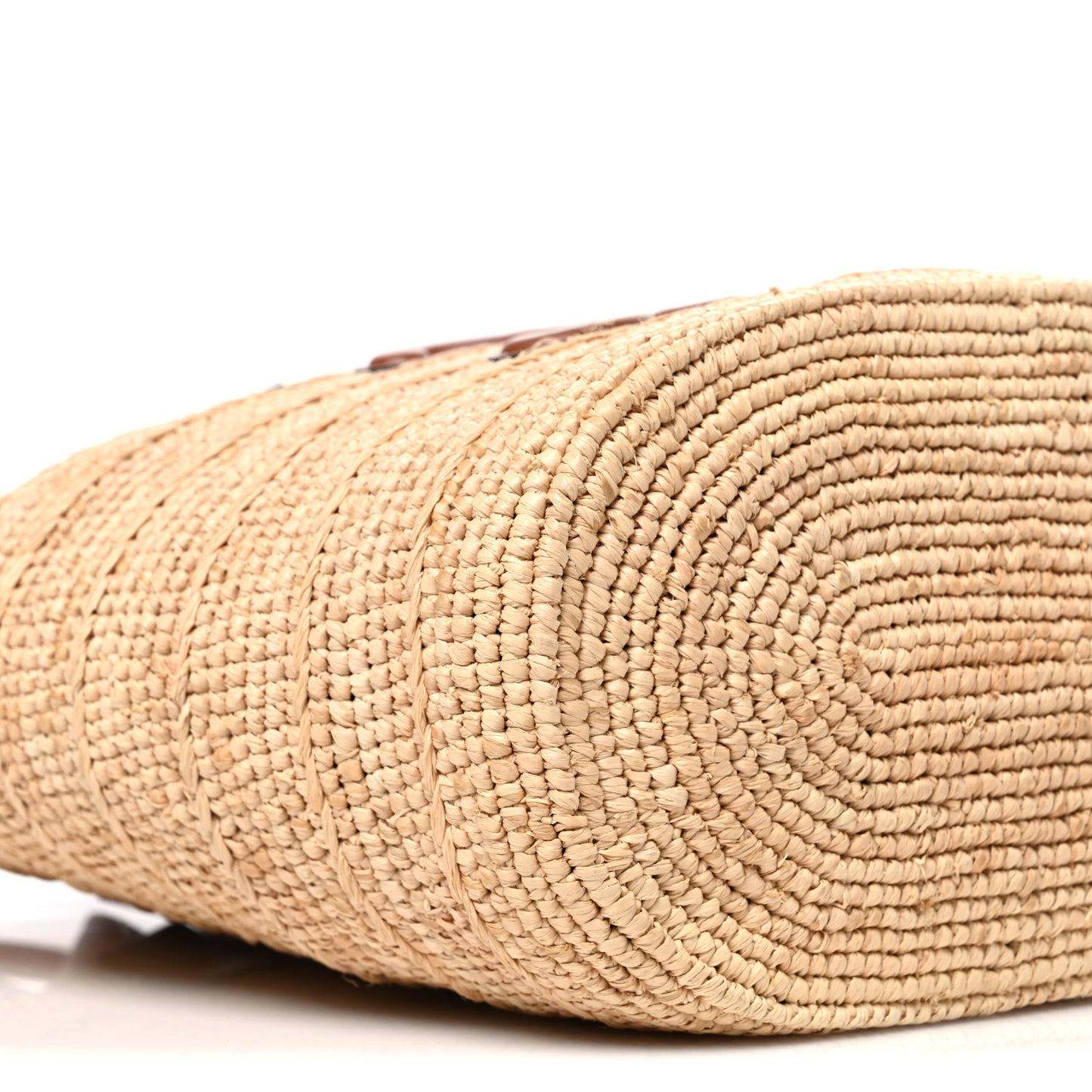 Raffia Calfskin Triomphe Teen Panier Tan