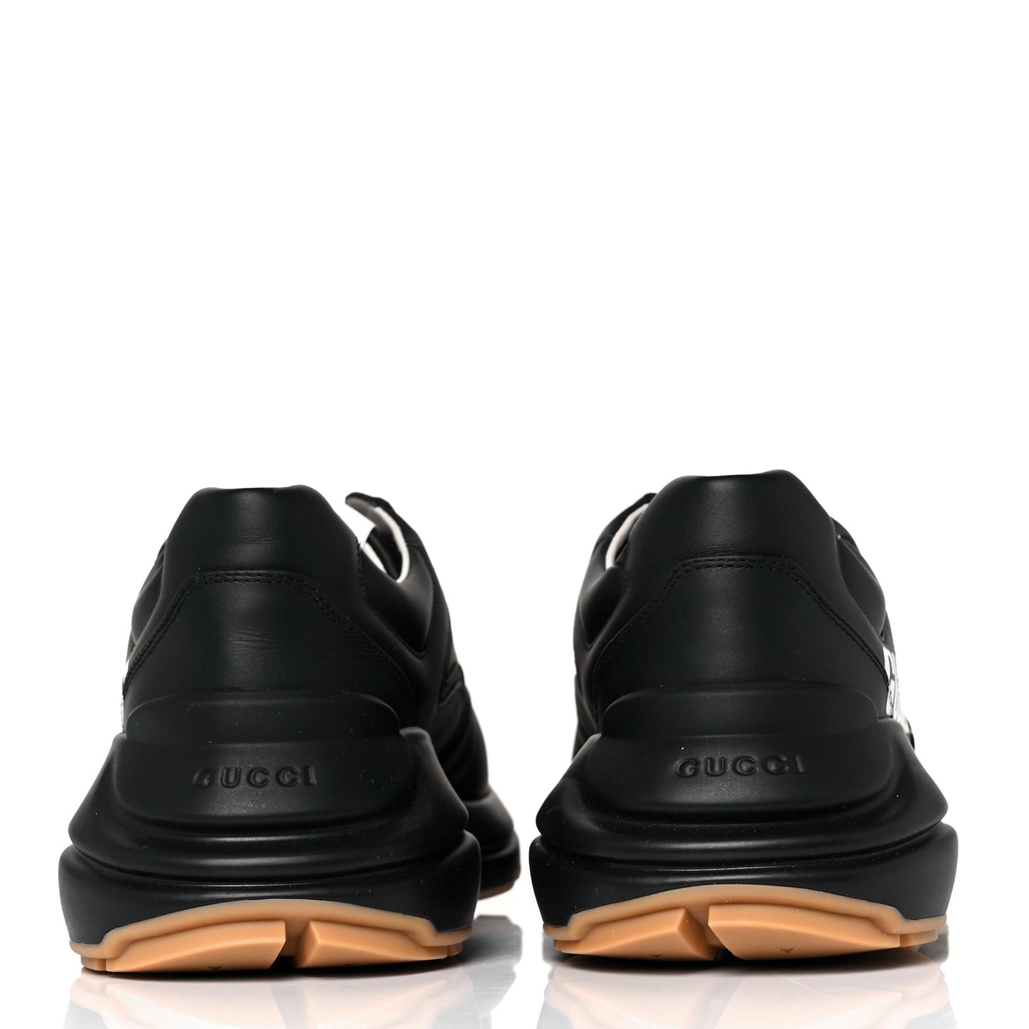 Calfskin Gucci Band Printed Mens Rhyton Sneakers 8 Apollo Black