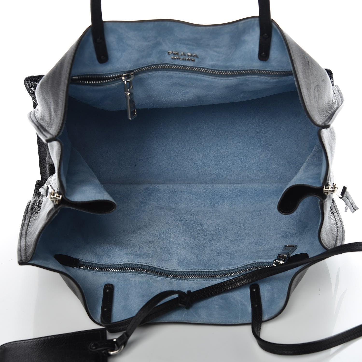 Prada Glace Calf Etiquette Tote Black Astrale 5 of 10