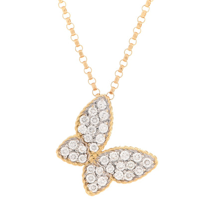 Roberto Coin 18K Yellow Gold Diamond Tiny Treasures Butterfly Pendant Necklace 4 of 7