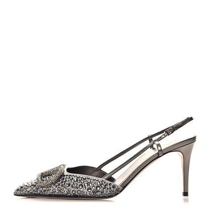 Valentino Garavani Metallic Nappa Crystal Vlogo Glow Slingback 80mm Pumps 39 Grey 1 of 9