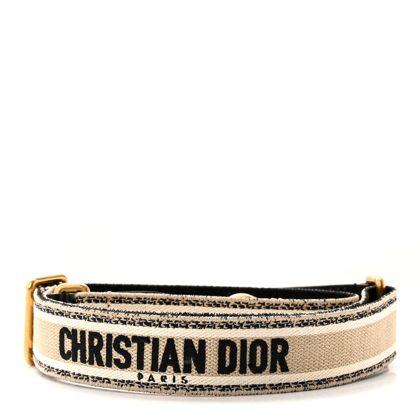 Canvas Embroidered Shoulder Strap Black Ecru
