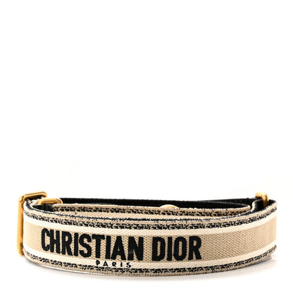 Christian Dior Canvas Embroidered Shoulder Strap Black Ecru 2 of 7