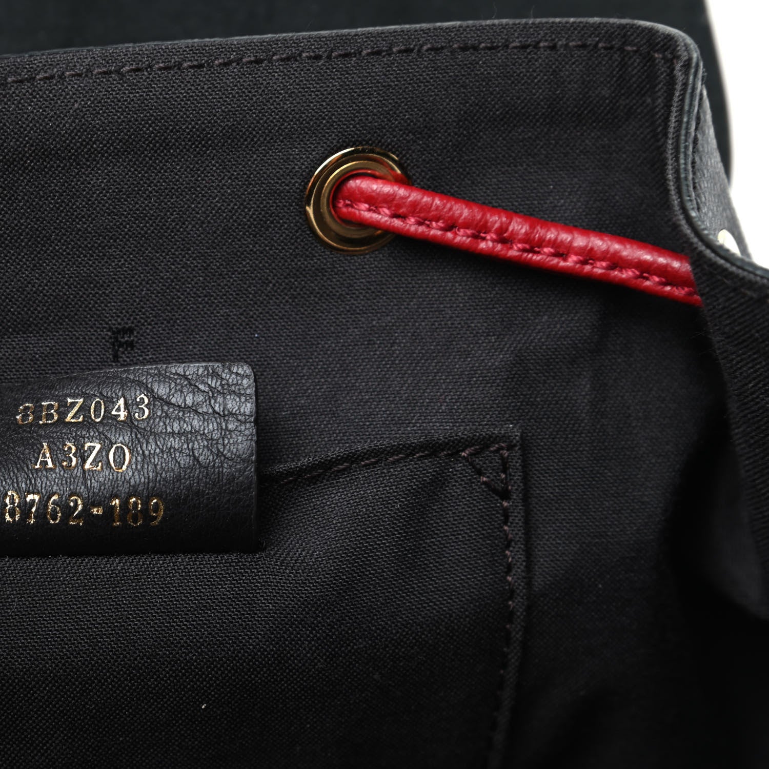 Fendi Vitello Cruise Bi-Color FF 1974 Embossed F is Fendi Drawstring Backpack Black Fragola Maya 7 of 9