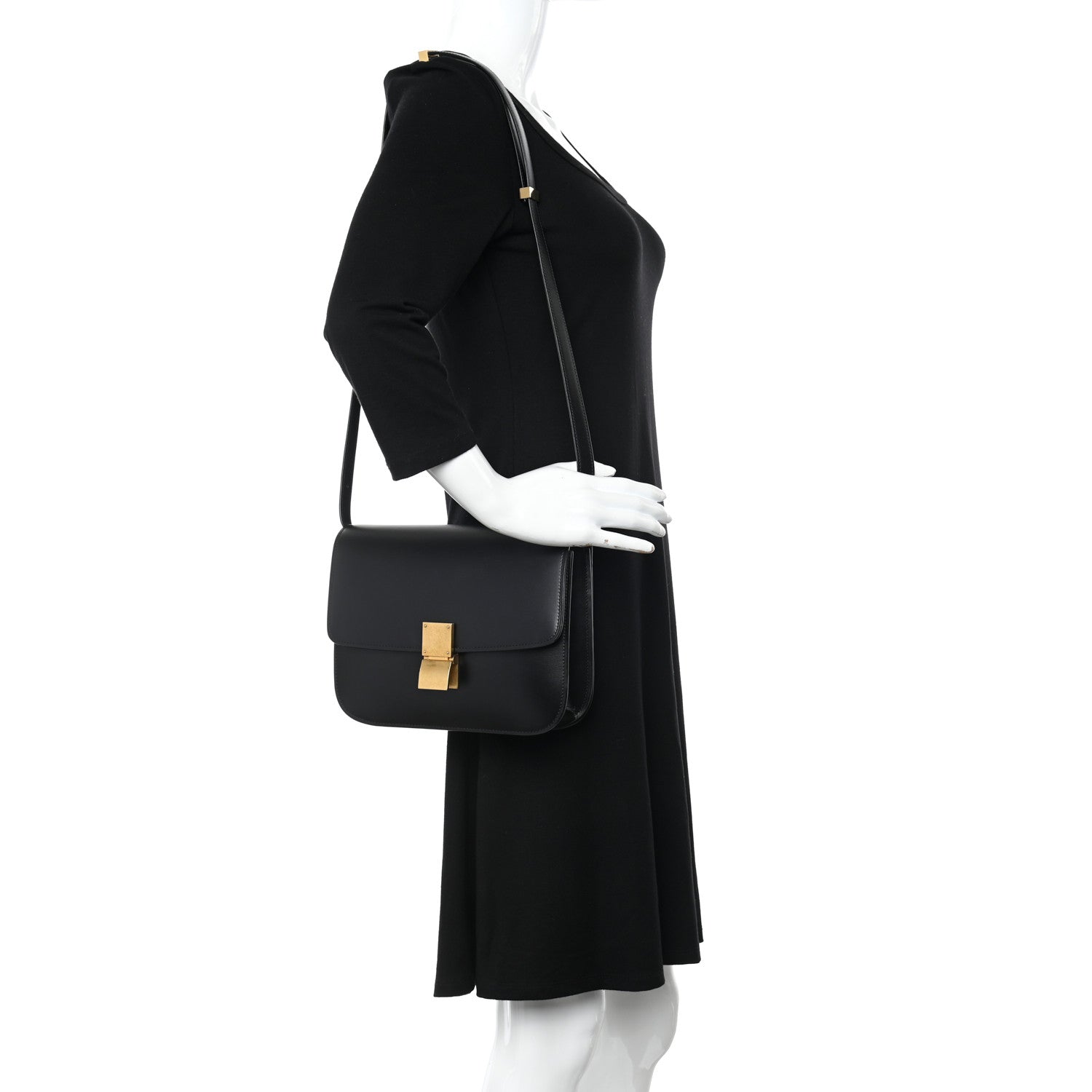 Celine Box Calfskin Medium Classic Box Flap Bag Black 2 of 13