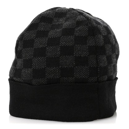 Louis Vuitton Wool Bonnet Petit Damier Beanie Hat Black 5 of 10