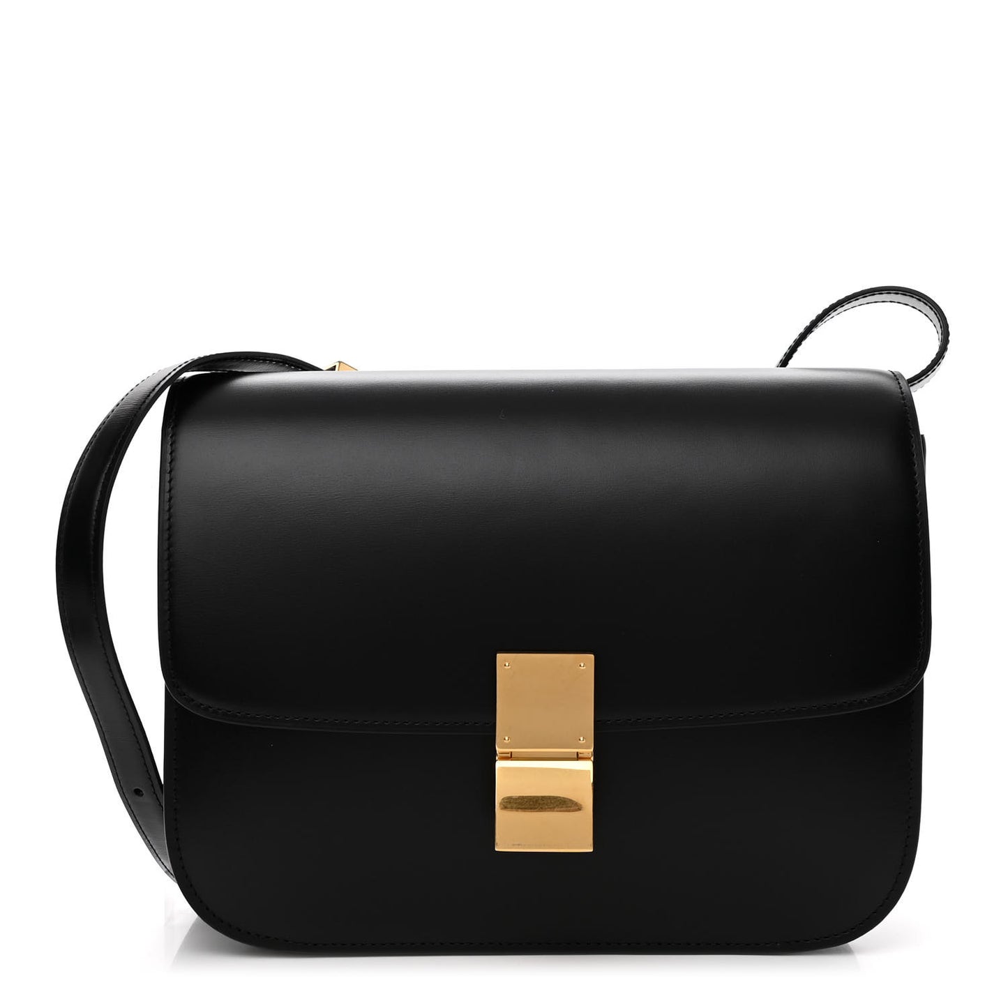 Box Calfskin Medium Classic Box Flap Bag Black