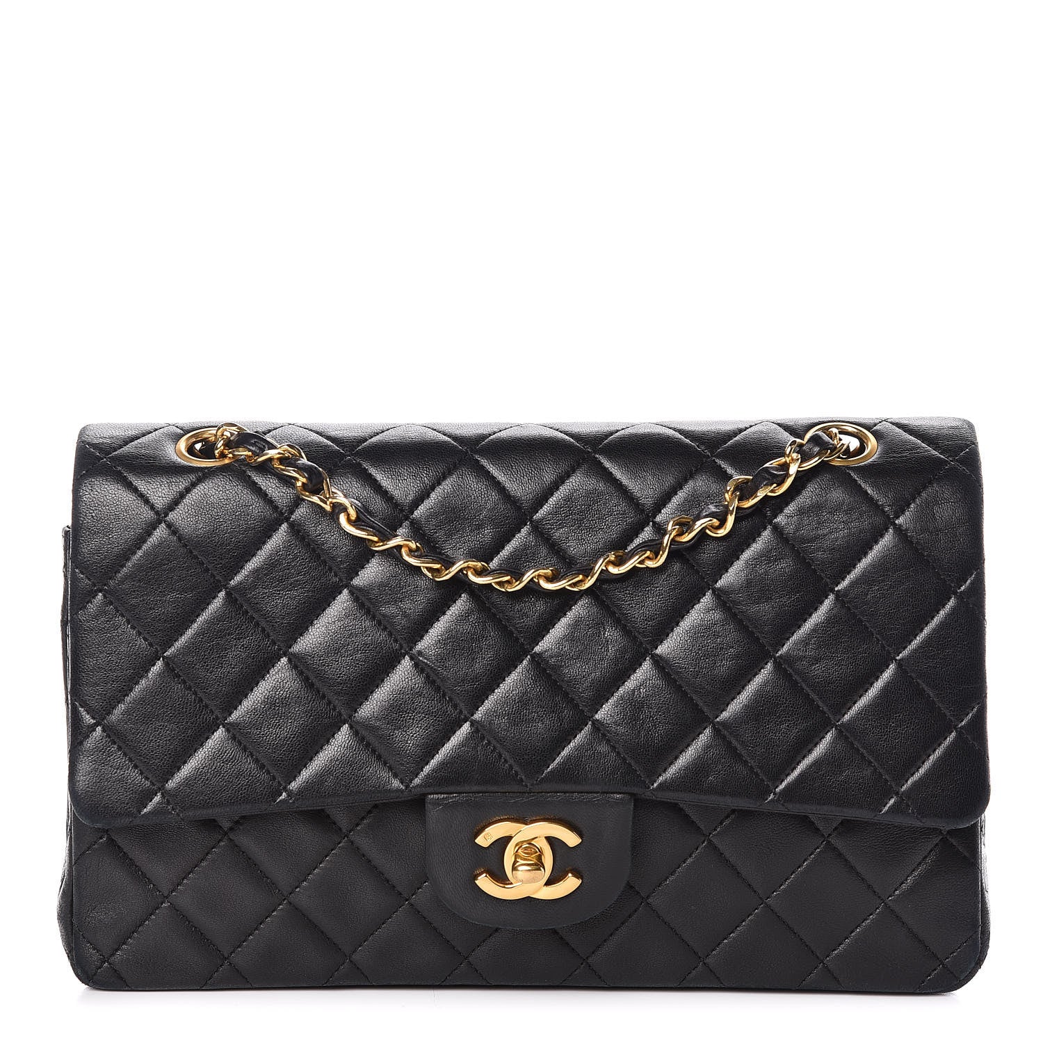 Chanel Lambskin Quilted Medium Double Flap Black 1 of 9