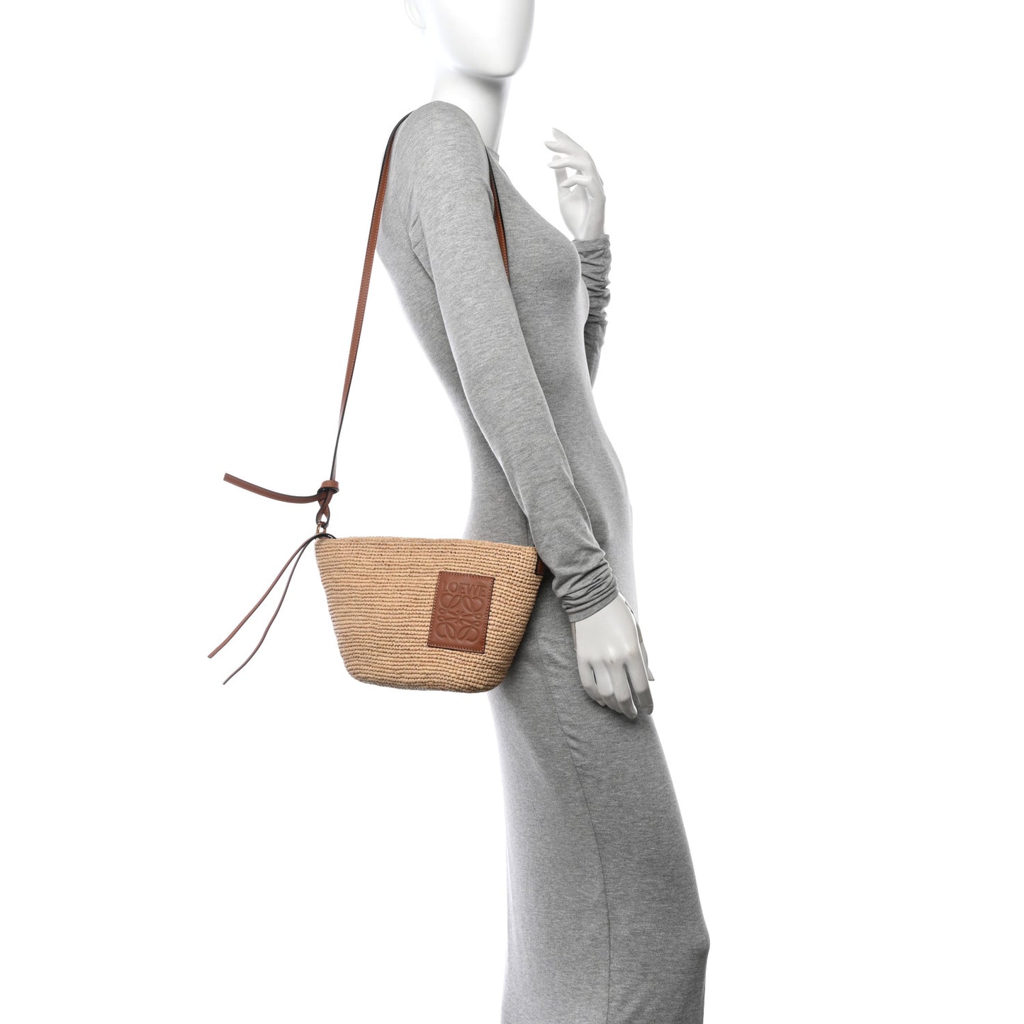 Calfskin Raffia Paulas Ibiza Pochette Bag Natural Tan