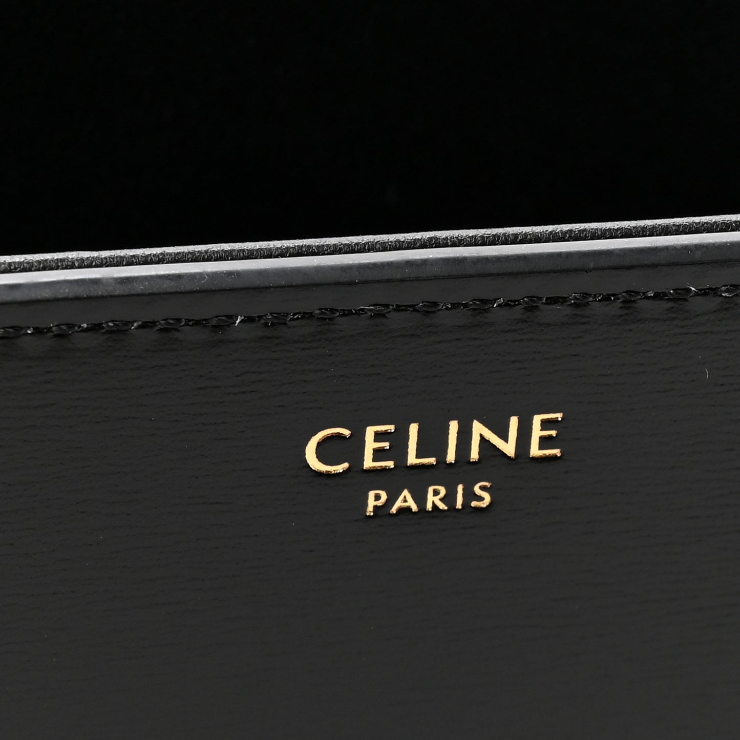 Shiny Calfskin Triomphe Chain Box Bag Black