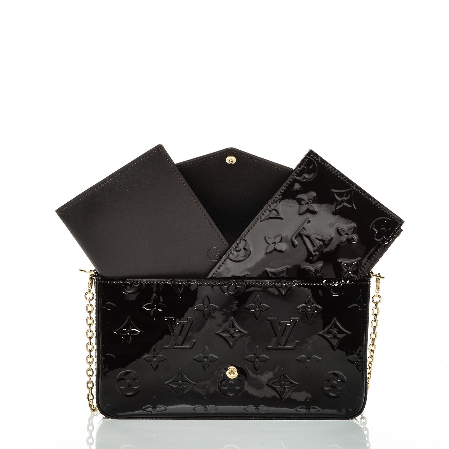 Louis Vuitton Vernis Pochette Felicie Chain Wallet Amarante 5 of 9