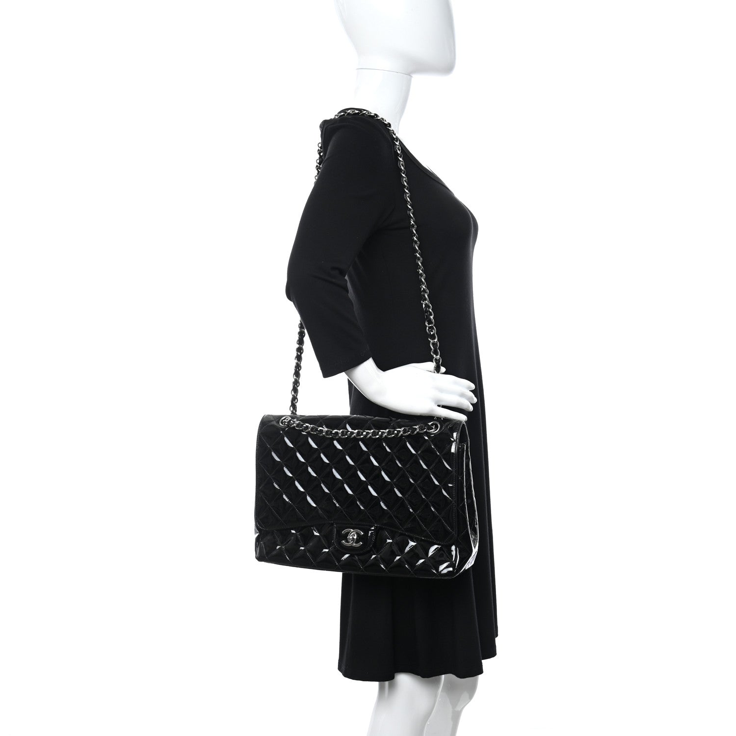 Chanel Patent Quilted Maxi Single Flap Black 2 of 13