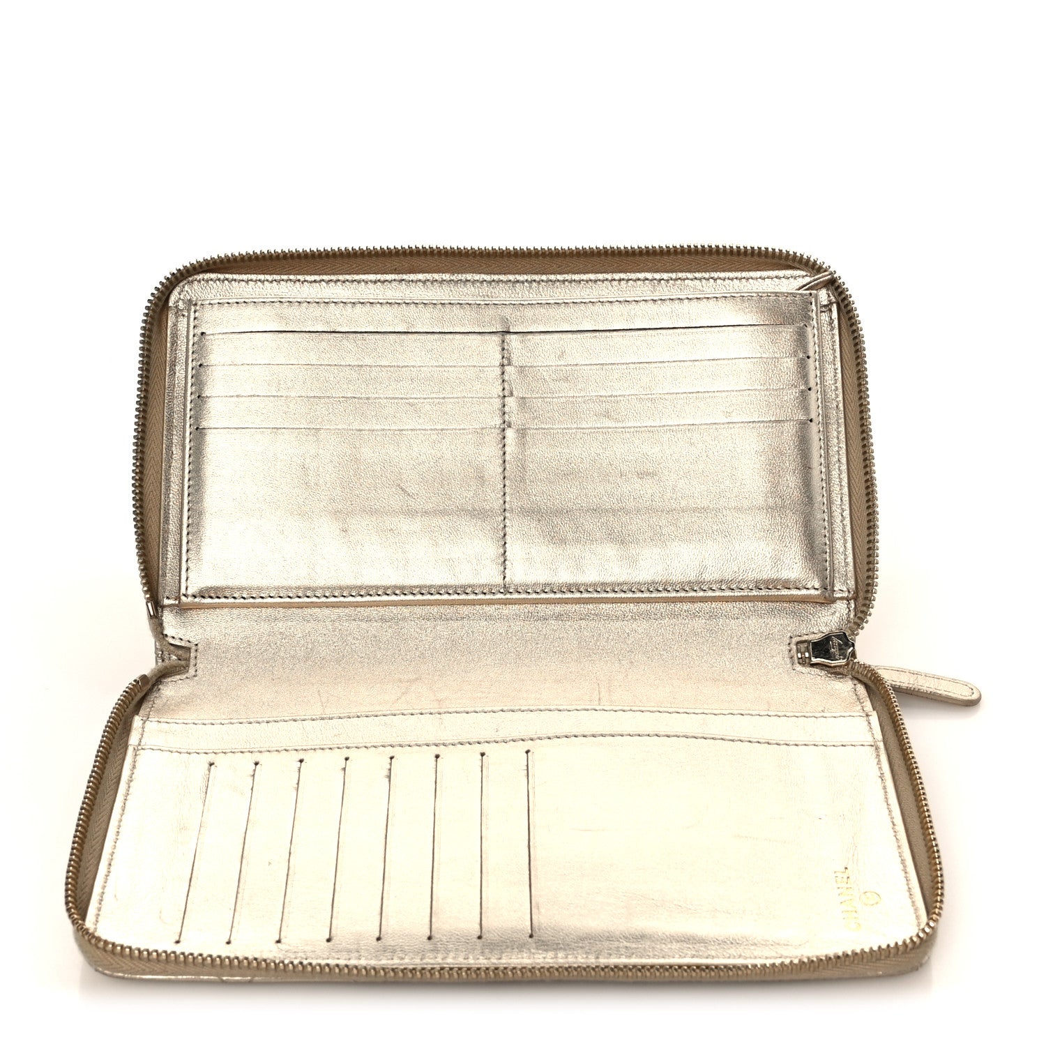 Chanel Iridescent Lambskin Quilted Large Zip Around Organizer