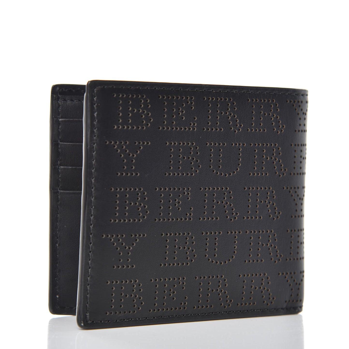 Calfskin Perforated Bi-Fold Wallet Black