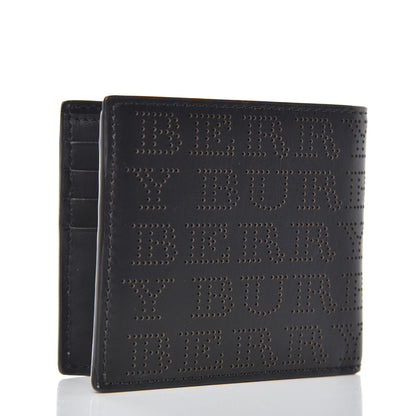 Burberry Calfskin Perforated Bi-Fold Wallet Black 3 of 8