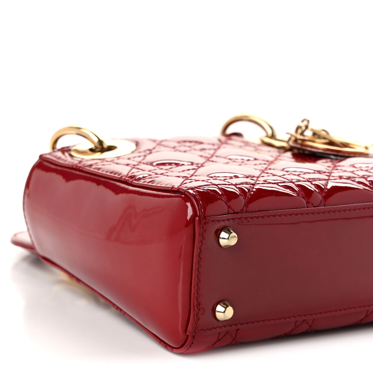 Patent Cannage Mini Lady Dior Red