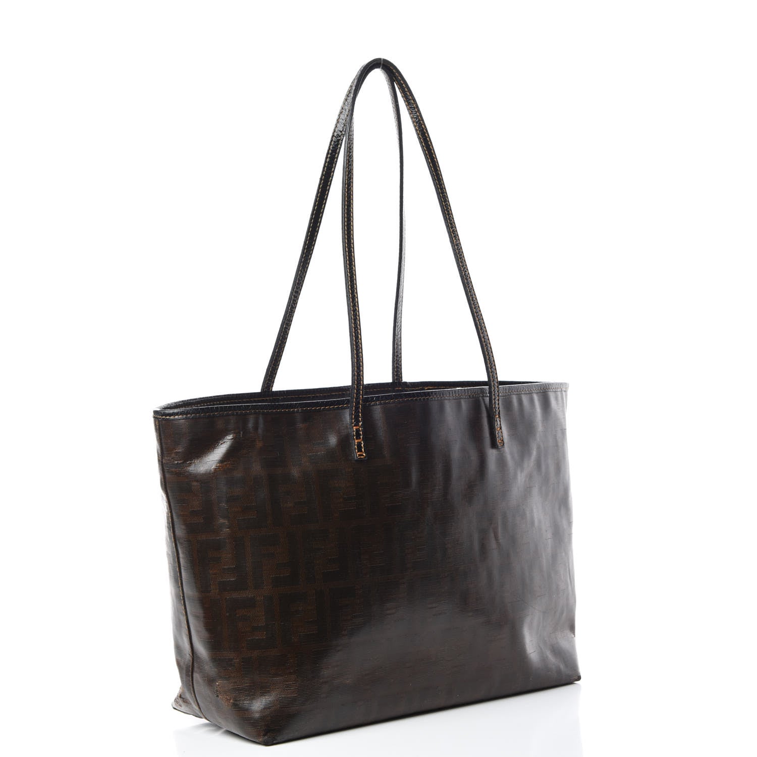 Fendi Zucca Spalmati Matrioska Small Roll Tote Tobacco Black 3 of 22