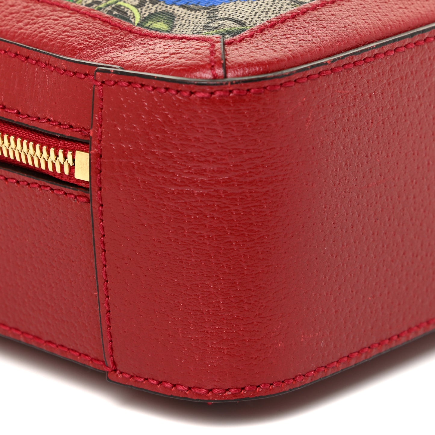 GG Supreme Monogram Flora Web Small Ophidia Top Handle Shoulder Bag Hibiscus Red