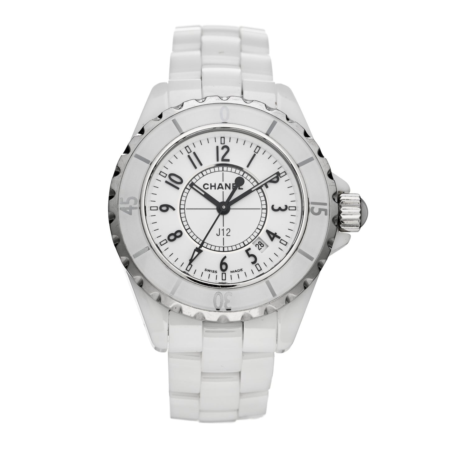 Stainless Steel Ceramic 33mm J12 Quartz Watch White