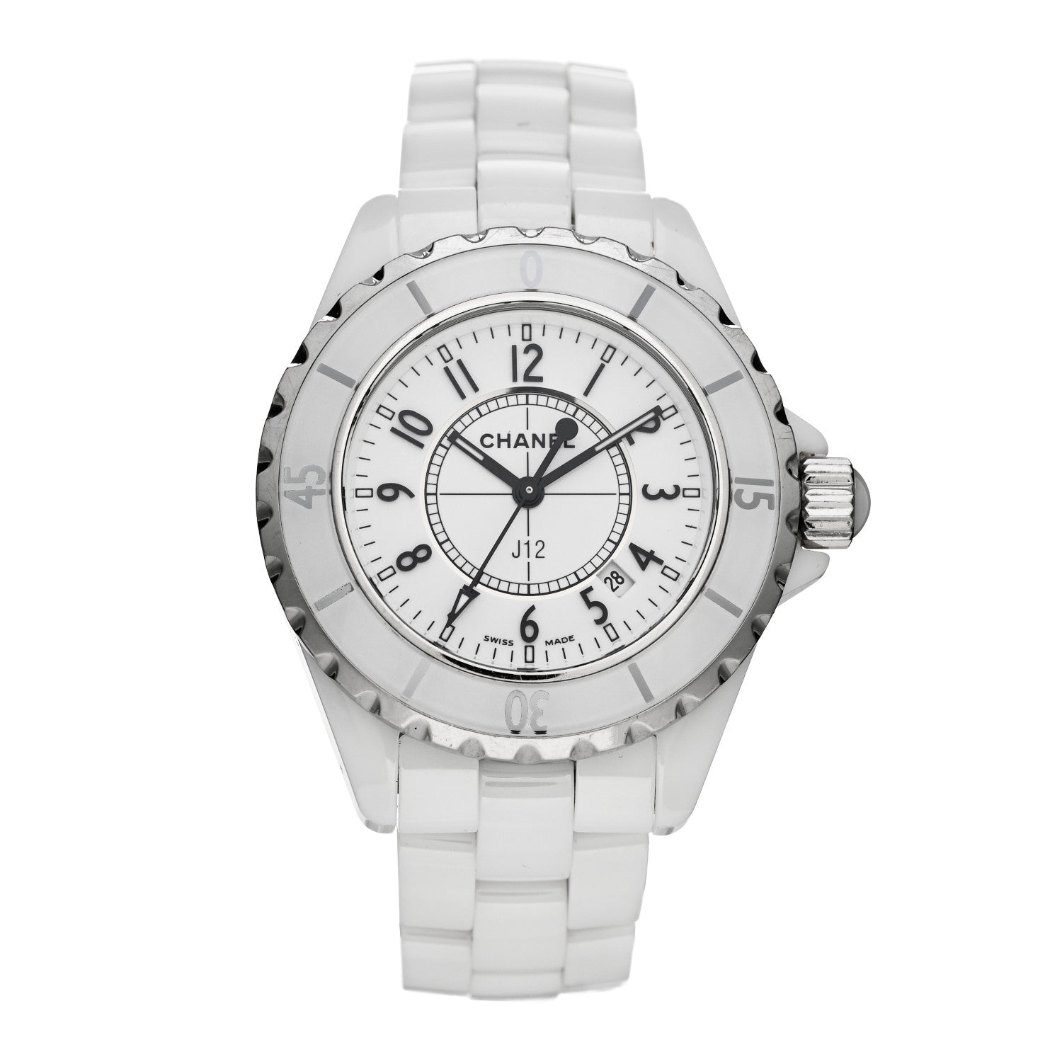 Chanel Stainless Steel Ceramic 33mm J12 Quartz Watch White 1 of 4