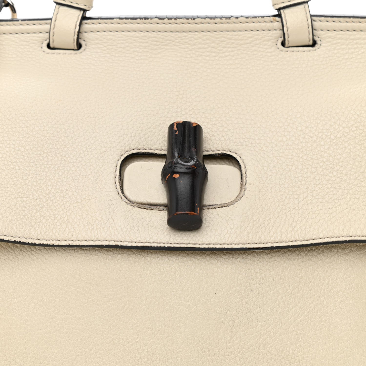 Gucci Cellarius Calfskin Medium Bamboo Daily Top Handle Bag Mystic White 7 of 14