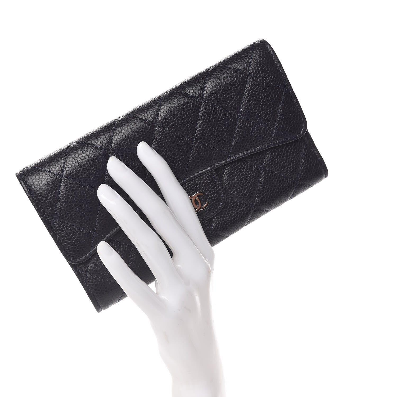 Chanel Caviar Quilted Large Flap Wallet Marine 2 of 9