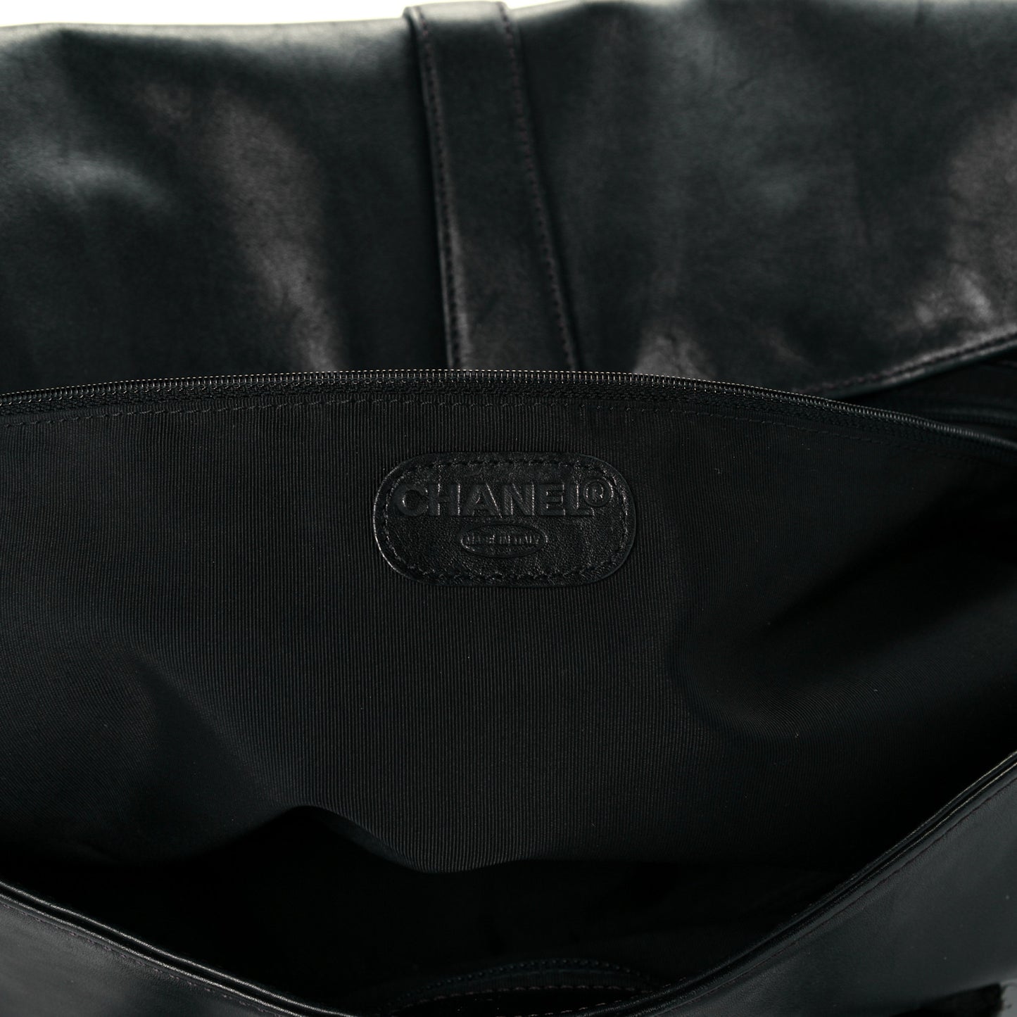 Calfskin Large Flap Shoulder Bag Black
