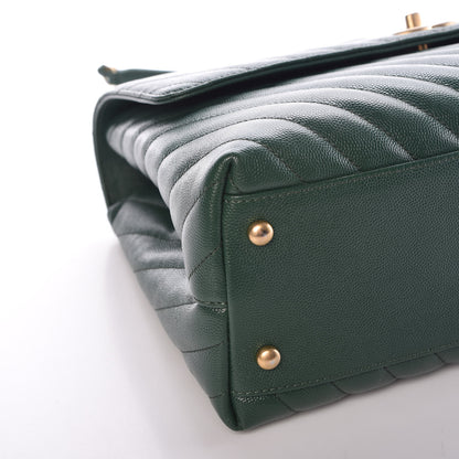 Chanel Caviar Chevron Quilted Medium Coco Handle Flap Green 8 of 11