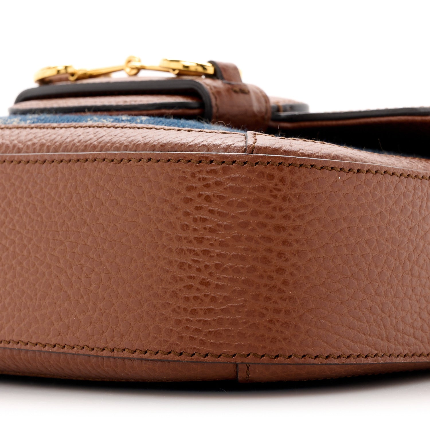 Gucci New Denim GG Monogram Dollar Calfskin Web Mini Horsebit 1955 Shoulder Bag Blue Tea Cuir Epilog 9 of 13