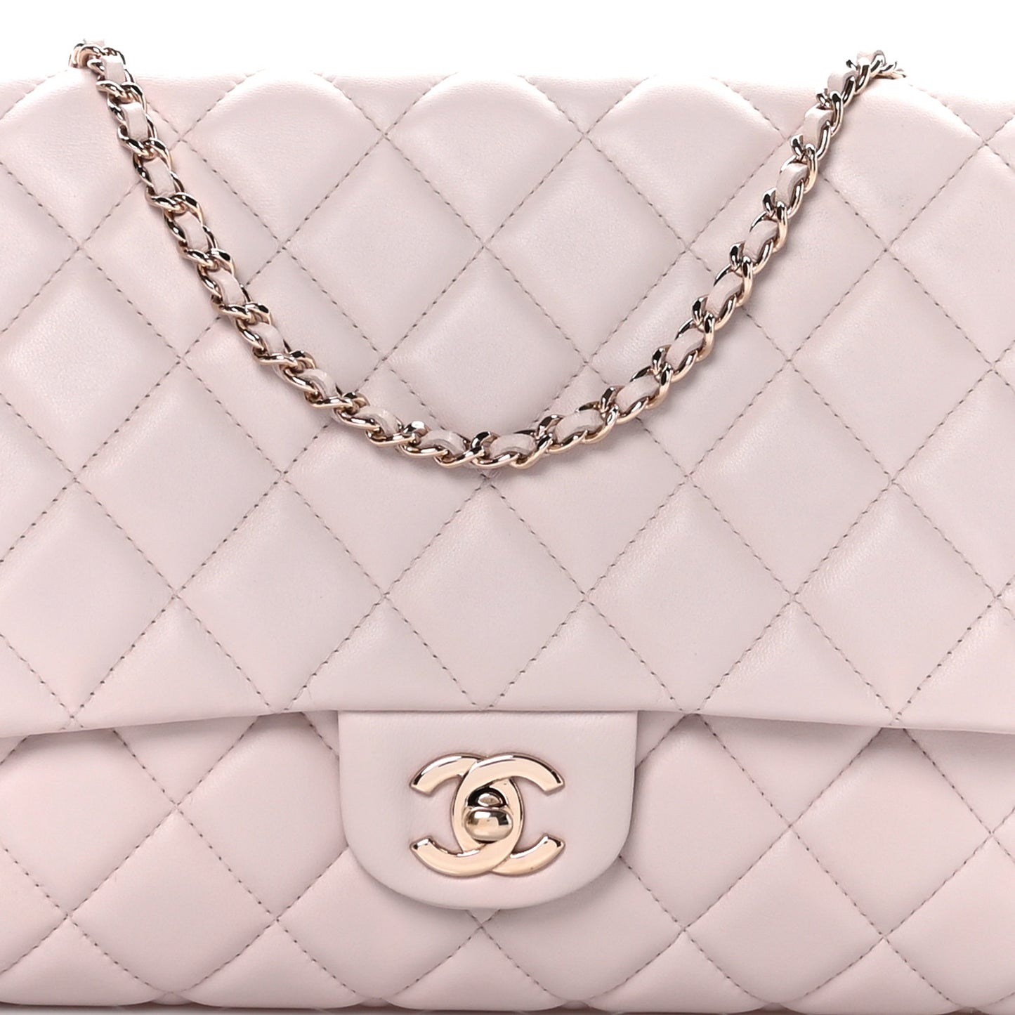 Lambskin Quilted Clutch with Chain Flap Light Pink
