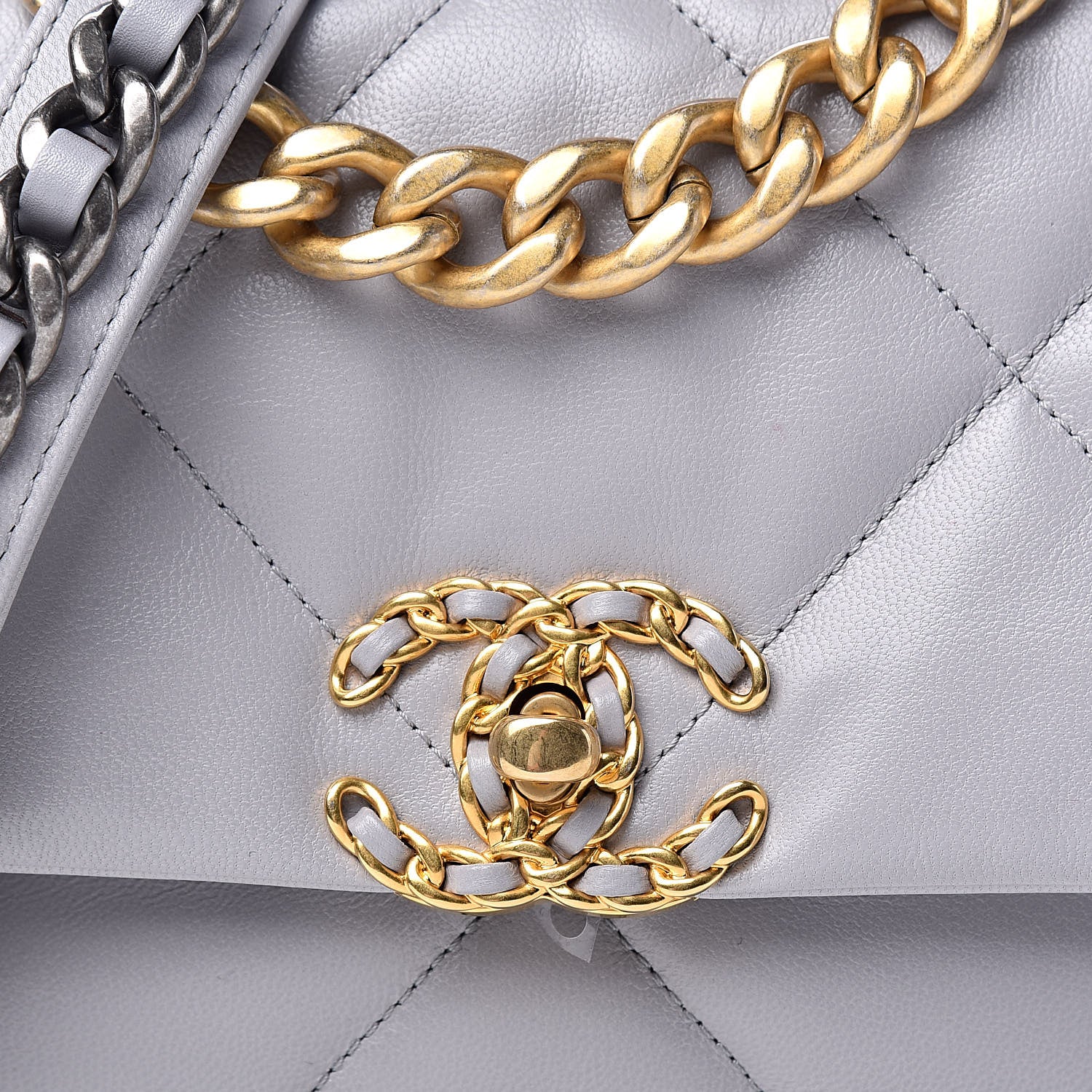 Chanel Goatskin Quilted Medium 19 Flap Grey 10 of 11