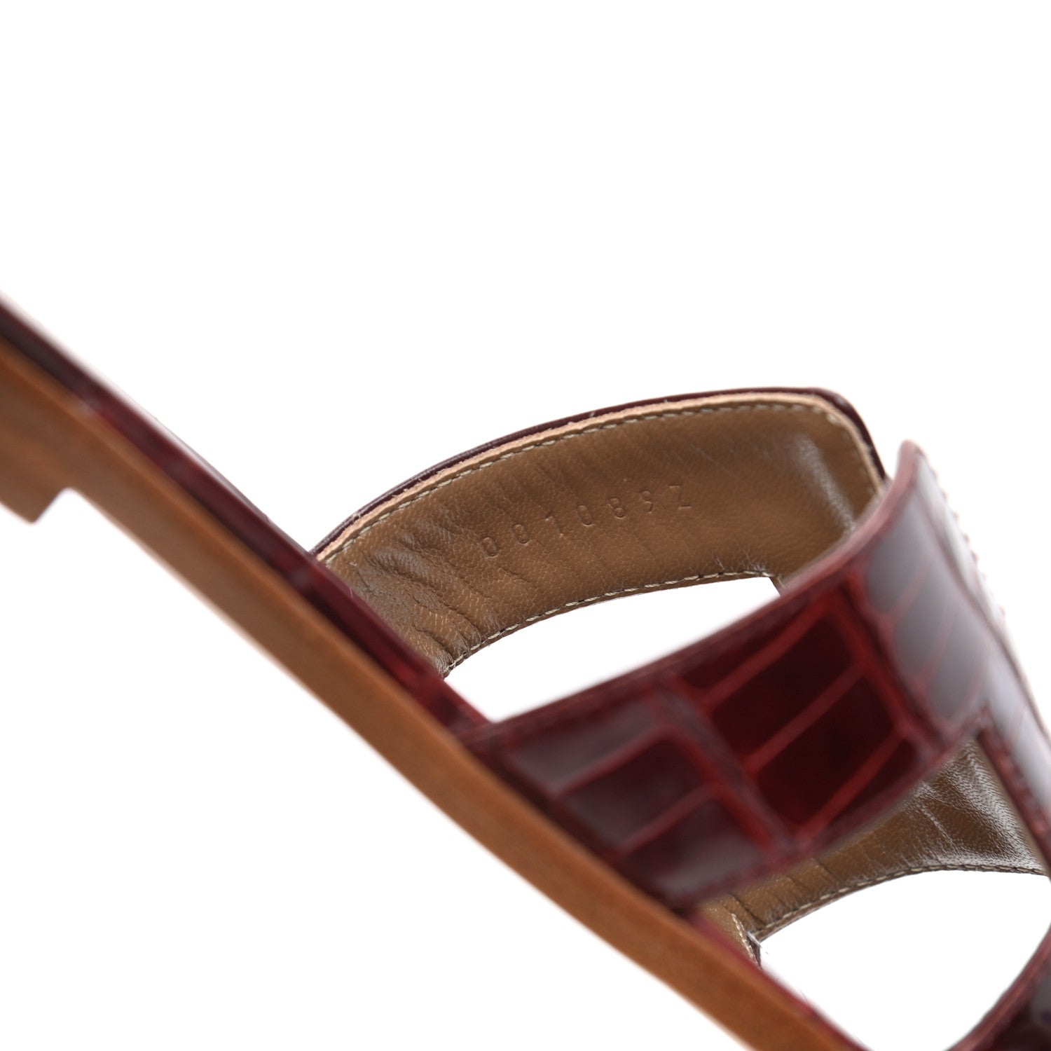 Hermes Shiny Alligator Oran Sandals 36 Bourgogne 8 of 8