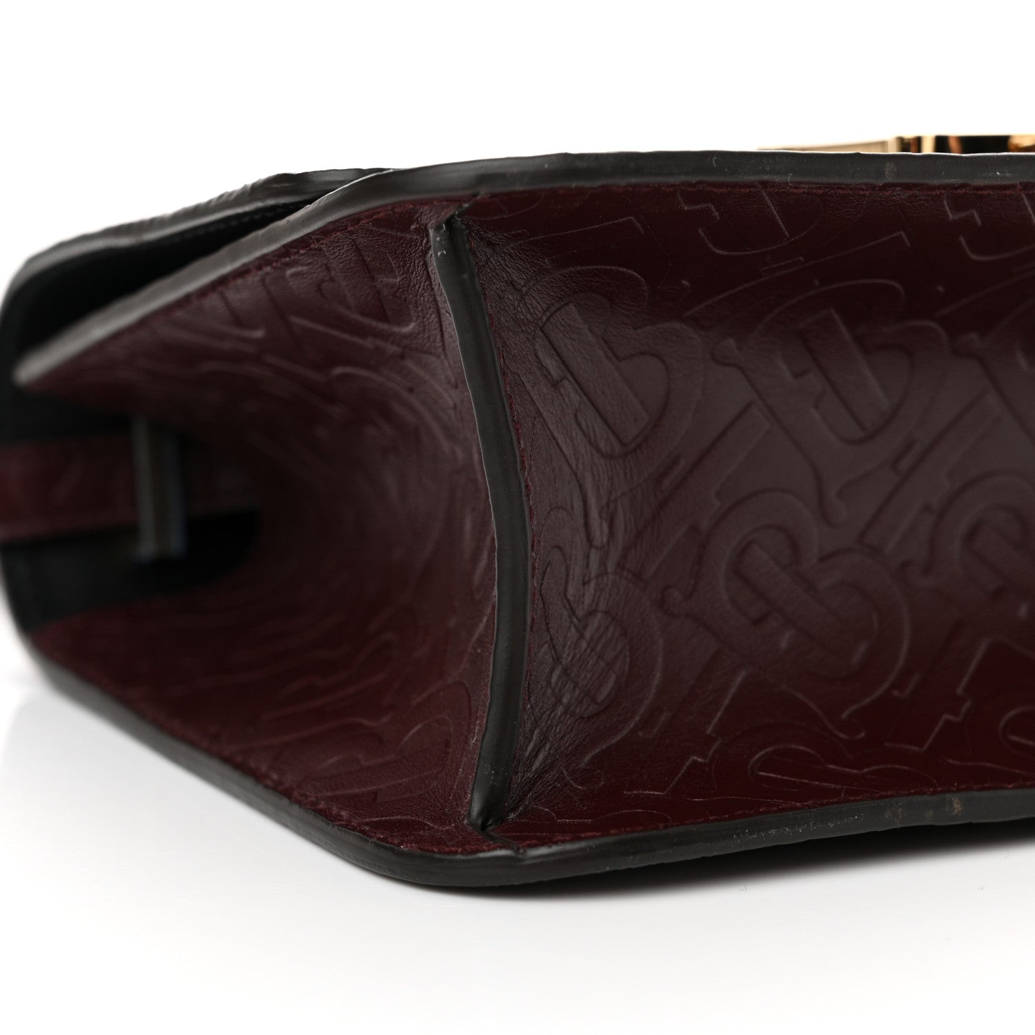 Burberry Calfskin Monogram Embossed TB Bag Oxblood 9 of 11