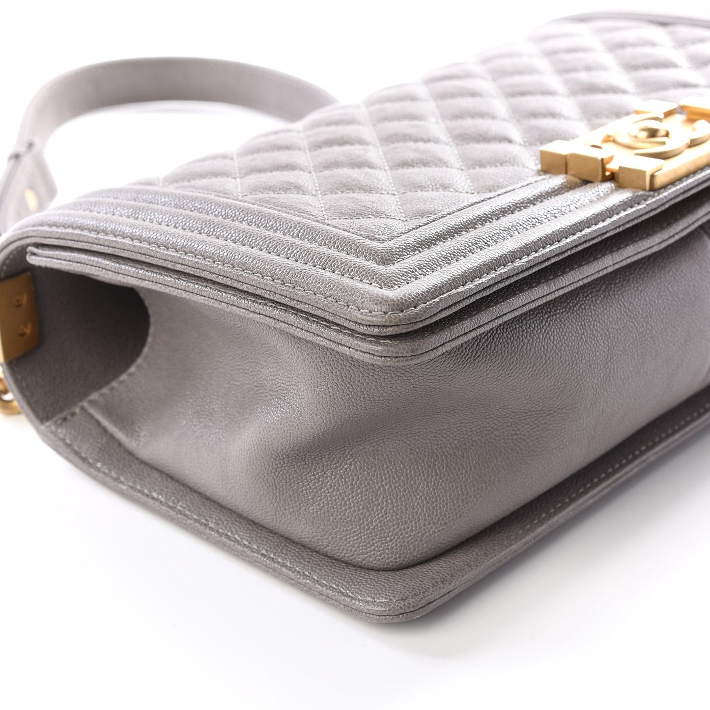 Caviar Quilted Medium Boy Flap Grey