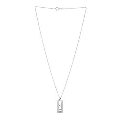 Tiffany 18K White Gold Diamond Atlas Bar Pendant Necklace 3 of 4