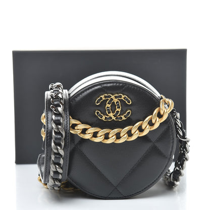 Chanel Lambskin Quilted 19 Round Clutch With Chain Black 11 of 11