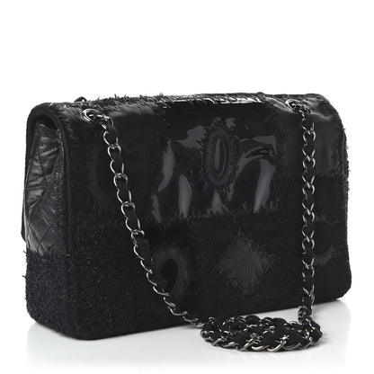 Chanel Tweed Patchwork Jumbo Single Flap Black 3 of 10