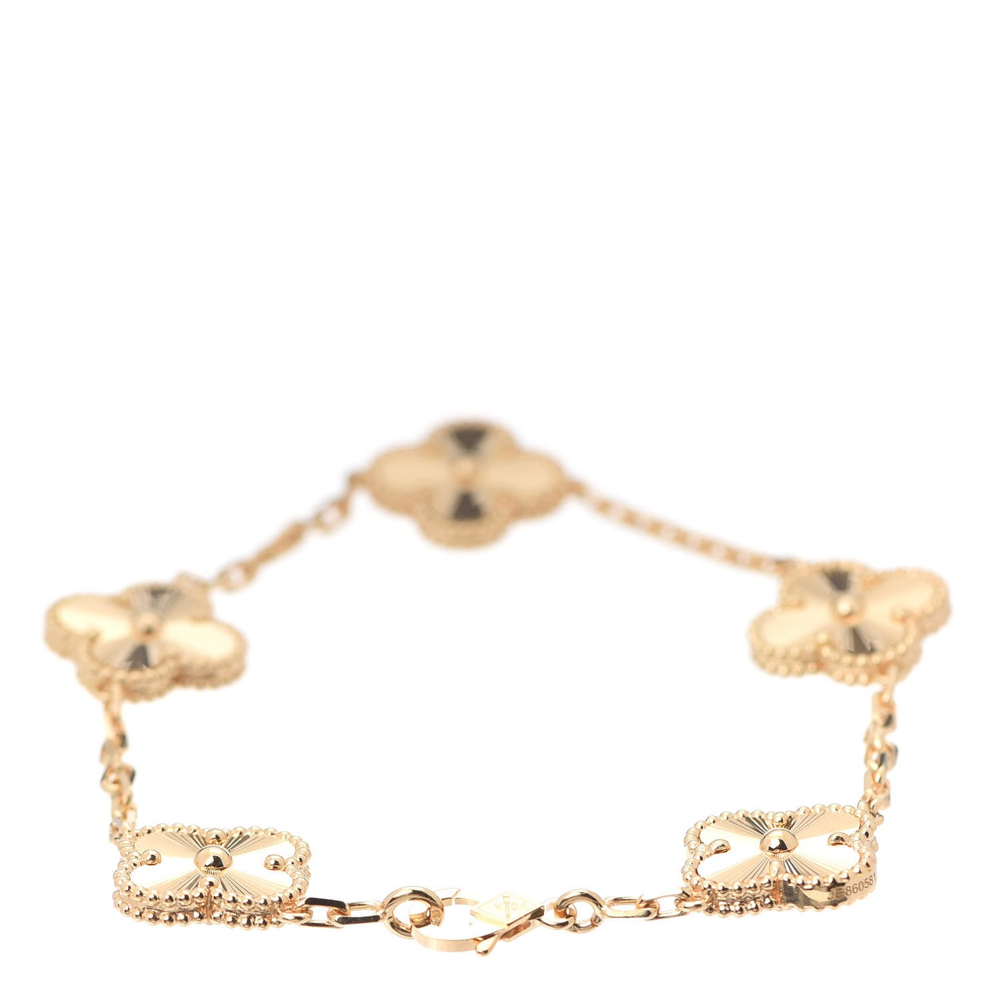 18K Yellow Gold 5 Motifs Guilloche Vintage Alhambra Bracelet